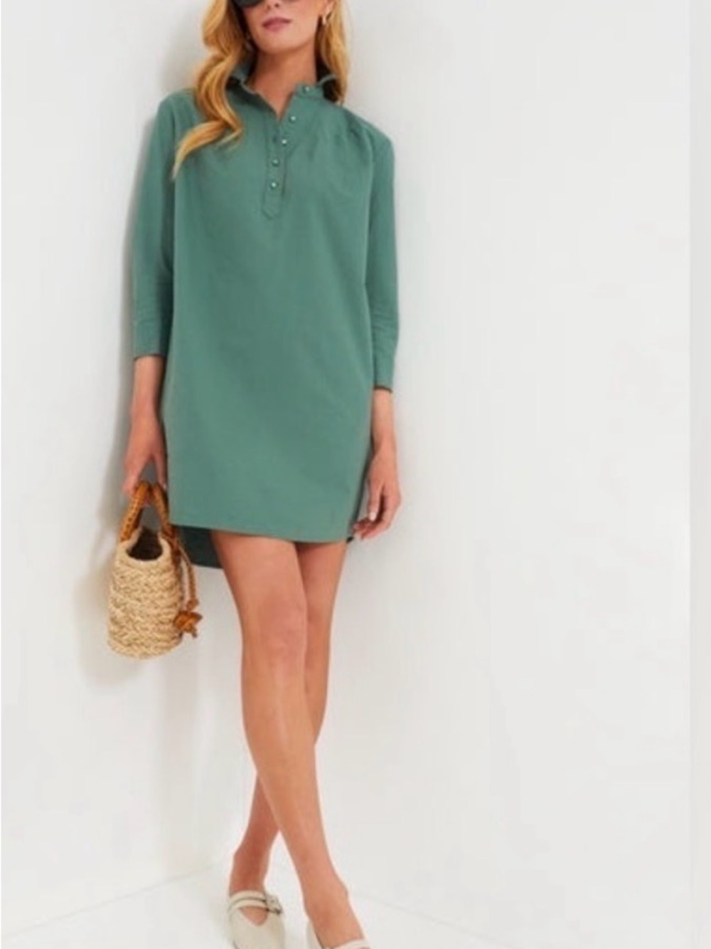 Pomander Place Teal Green Shift Dress